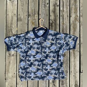 Cherokee Navy Floral Polo Shirt